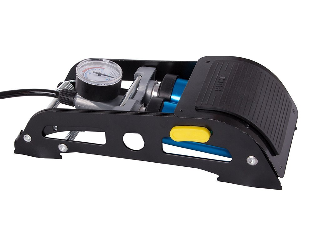 POMPKA SAMOCHODOWA NOŻNA DWUTŁOKOWA KOŃCOWKI ROWER AUTO DO PIŁEK MATERACA